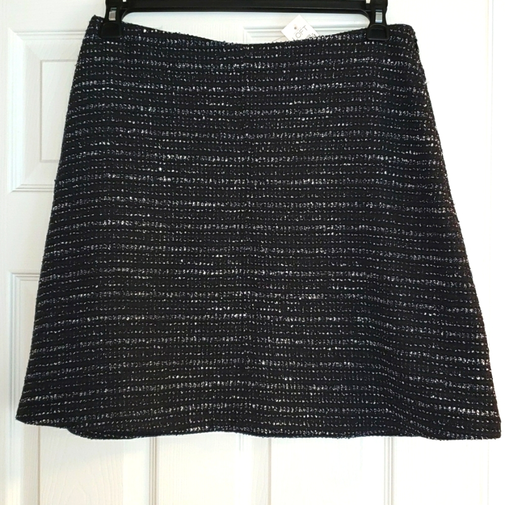 NWT Loft blue tweed a-line skirt sz 8